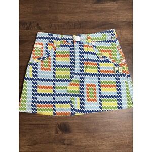 Pearly Gates Women's Golf Skirt Size 0 Geometric Denim‎ Colorful PG